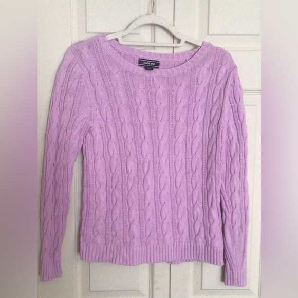 Lands’ End Lavender Cable Knit Sweater - Picture 1 of 9